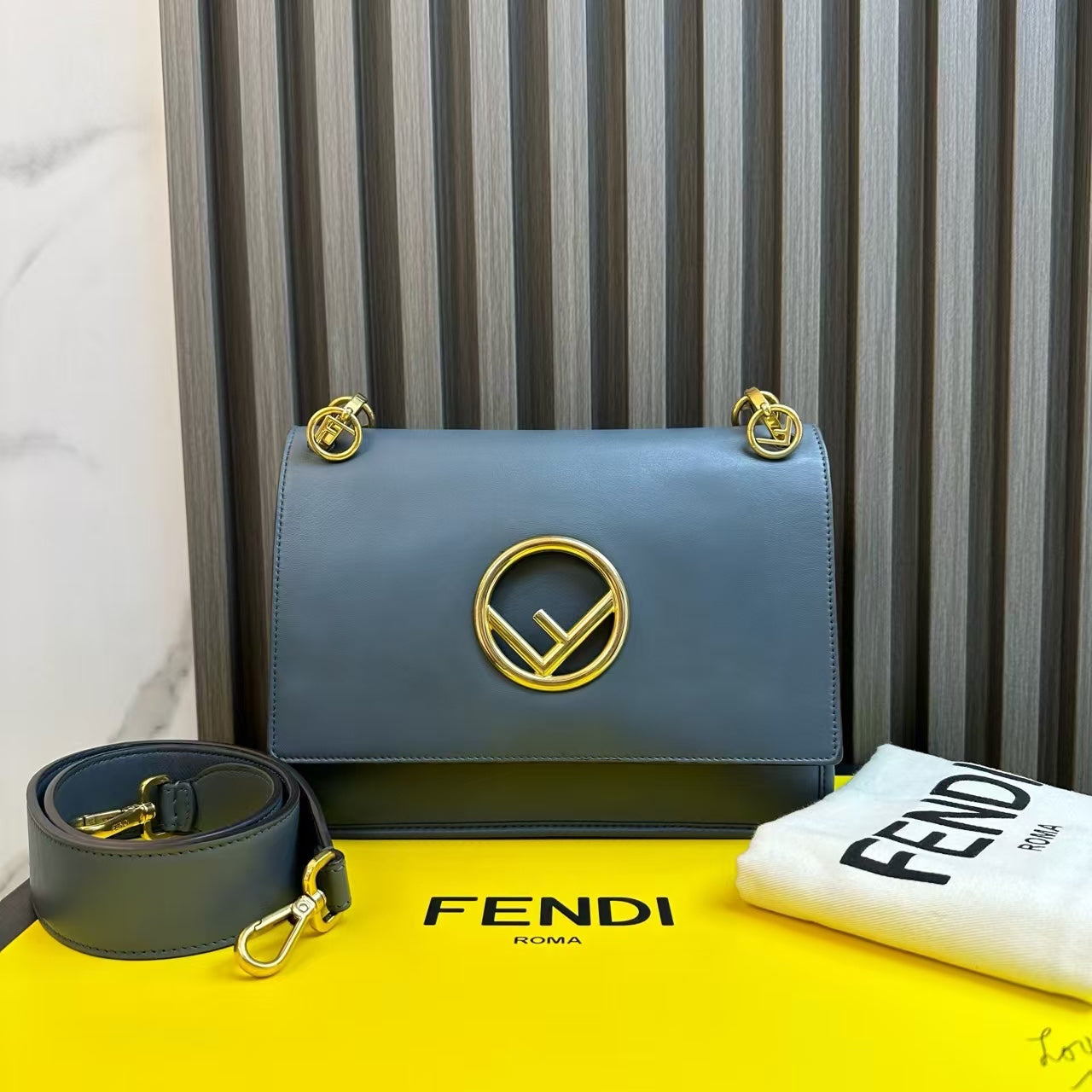 Fendi Handbag Kan I Shoulder Bag - Designer Blue