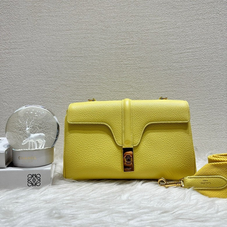 Luxury Teen Soft Yellow Satchel Bag Leather Travel Bag