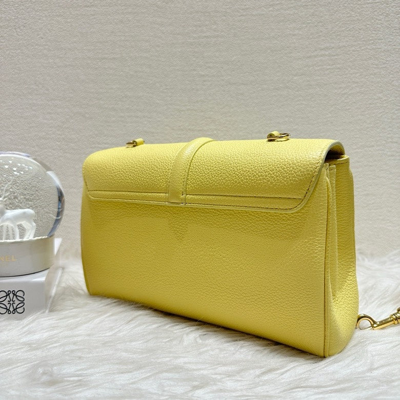 Luxury Teen Soft Yellow Satchel Bag Leather Travel Bag