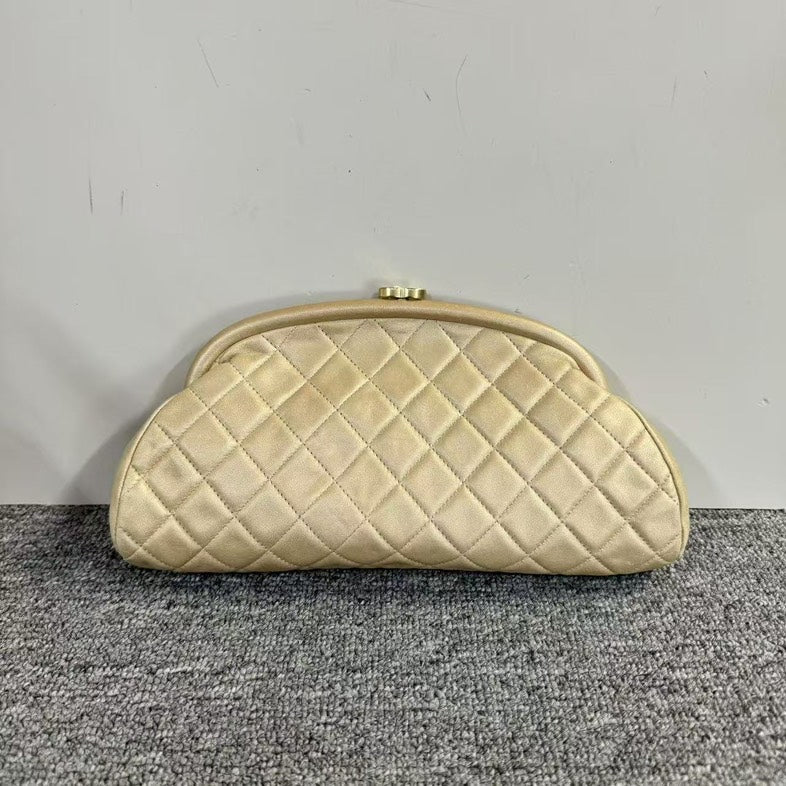Chanel Quilted Beige Clutch