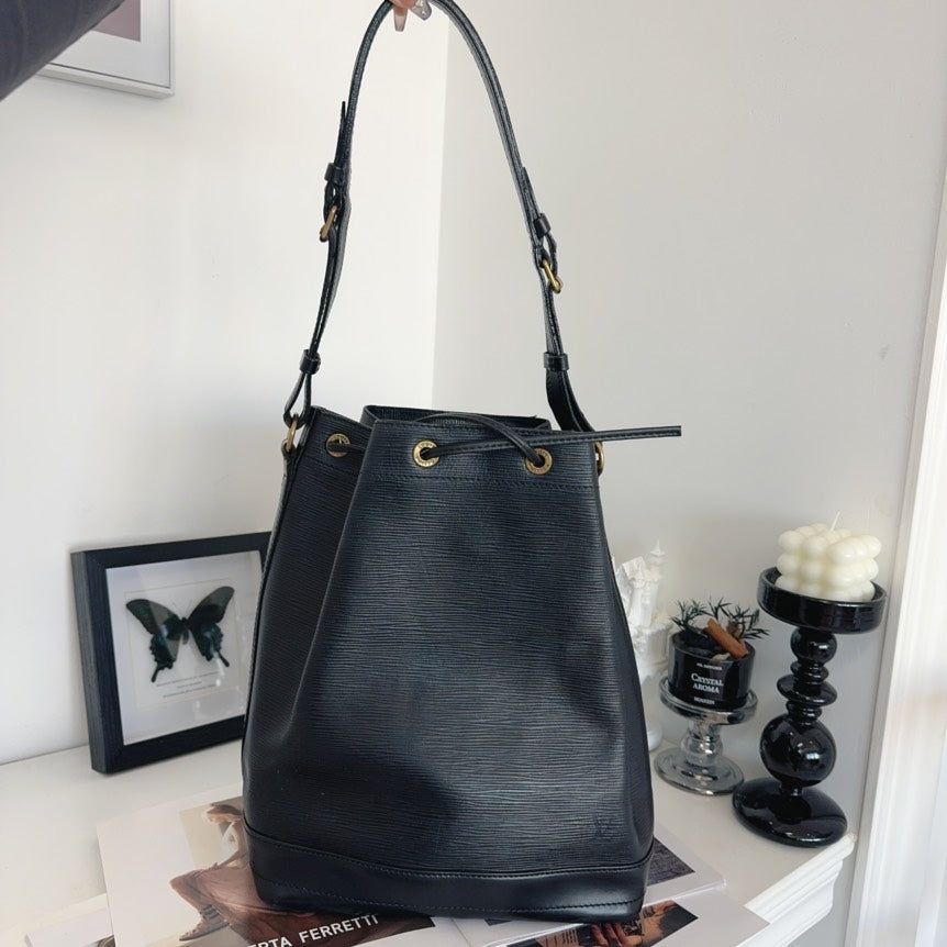 Louis Vuitton Petit Noe Epi Leather Black Bucket Bag