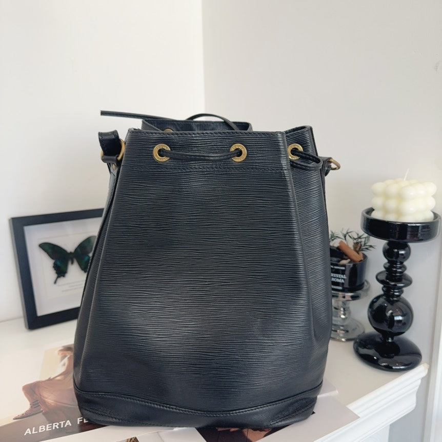 Louis Vuitton Petit Noe Epi Leather Black Bucket Bag