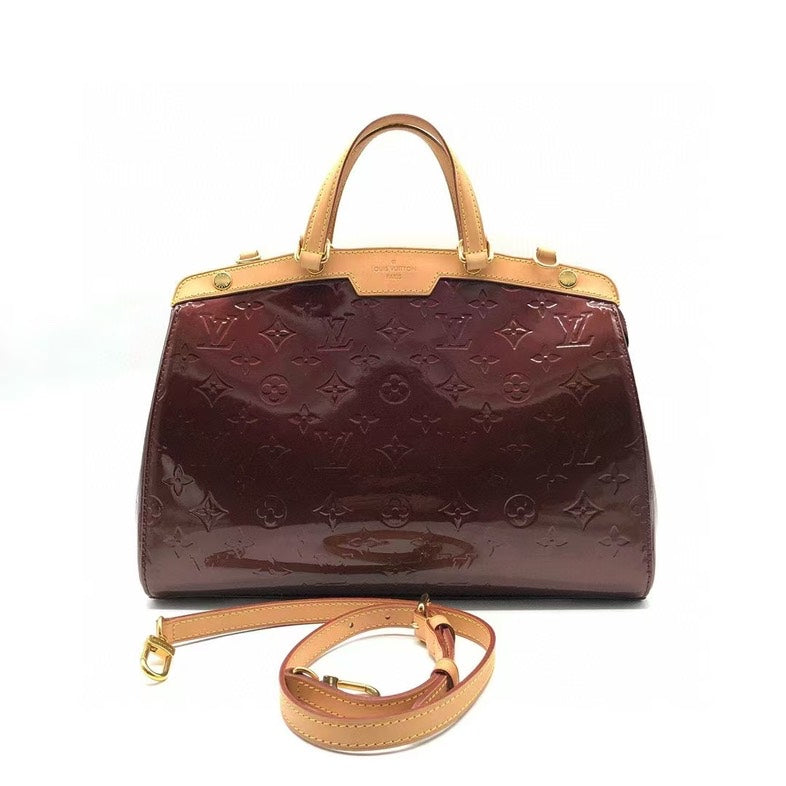 LV Louis Vuitton Patent Leather Brea Two-Way Bag Burgundy