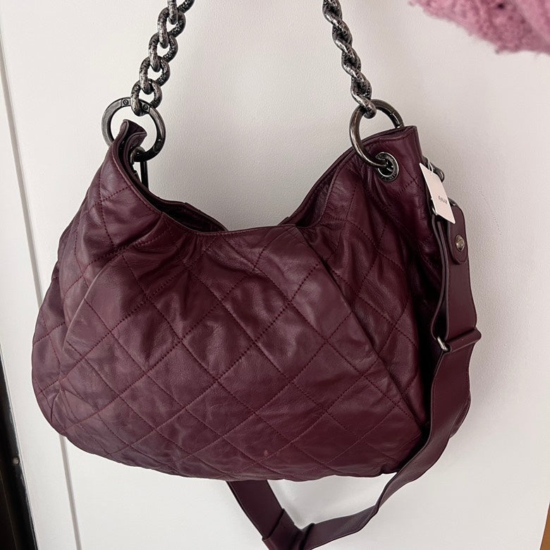 Chanel Burgundy Leather way Chain Shoulder Bag AF