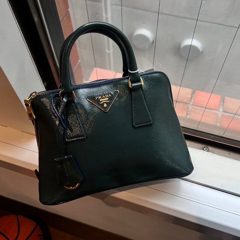 Prada Handbag 2way Satchel Leather Green Satchel Bag