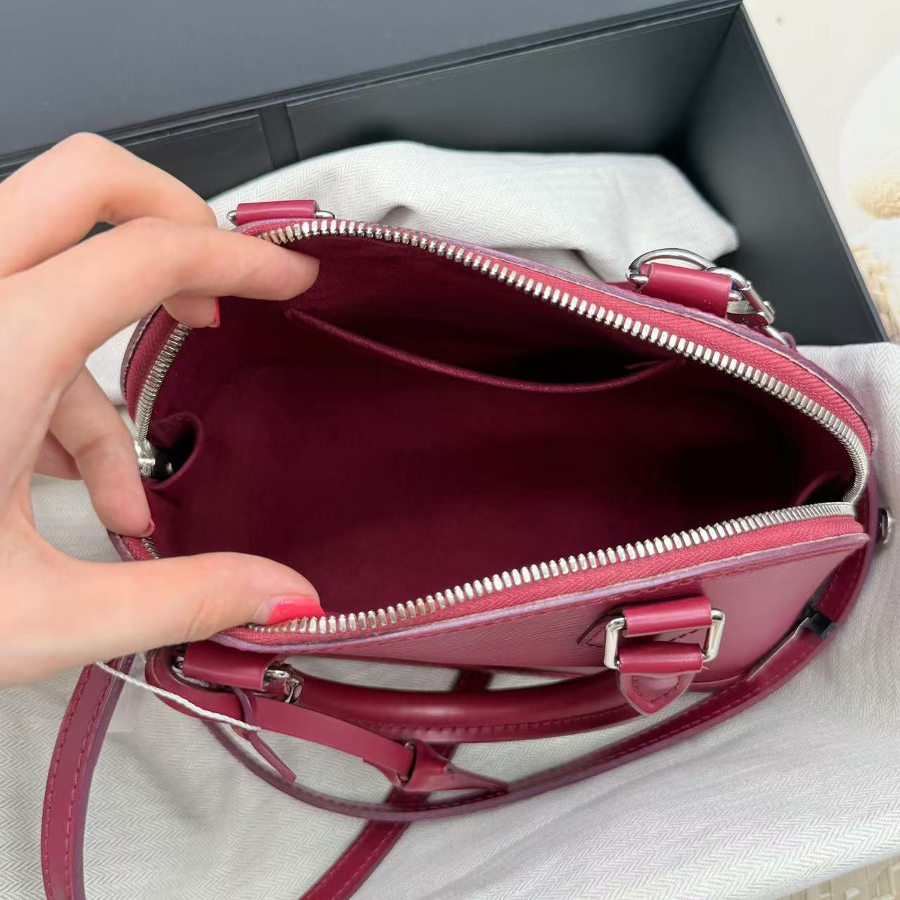 Louis Vuitton Alma BB Two-Way Bag in Rose Pink Epi Leather