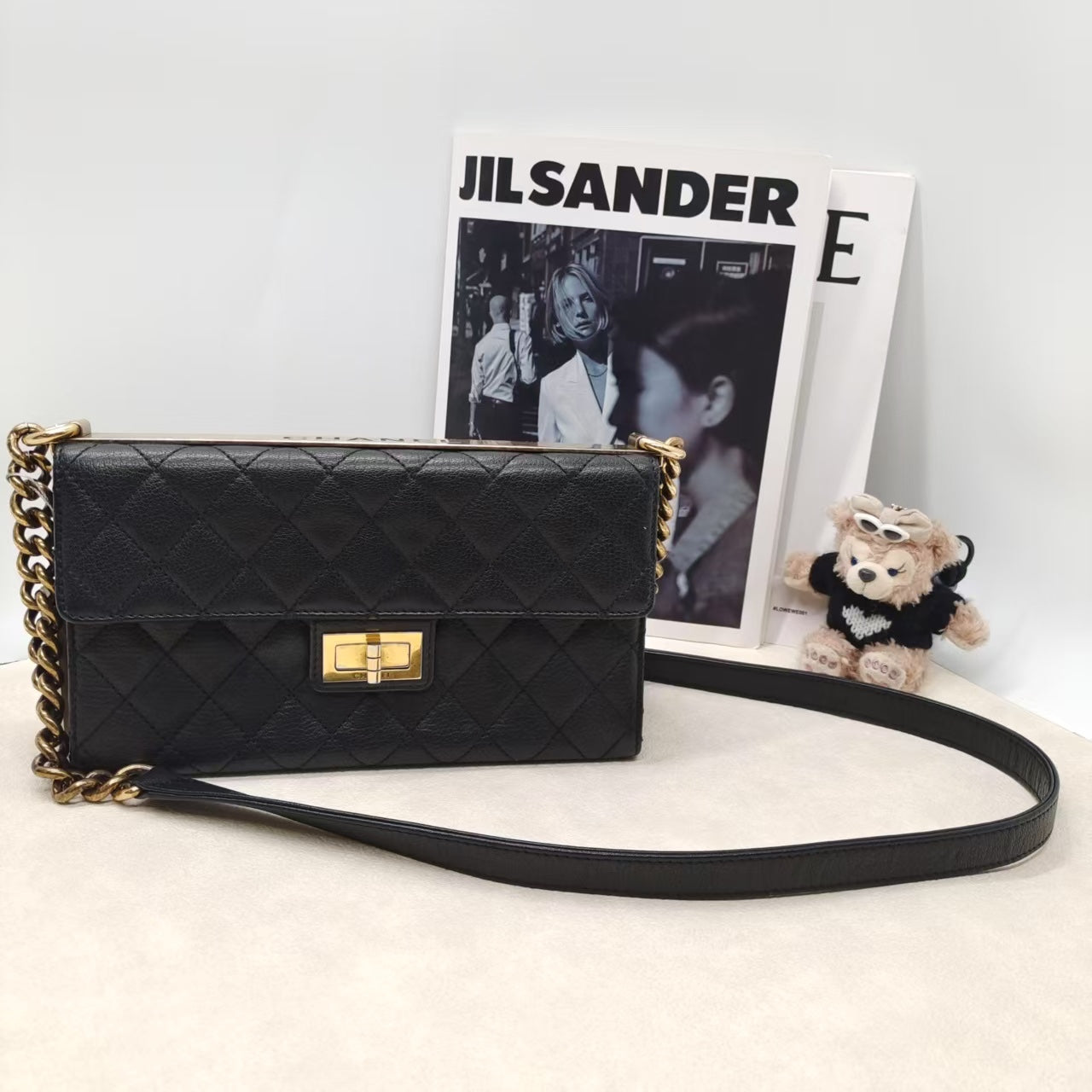Chanel . Black Leather Crossbody Bag -