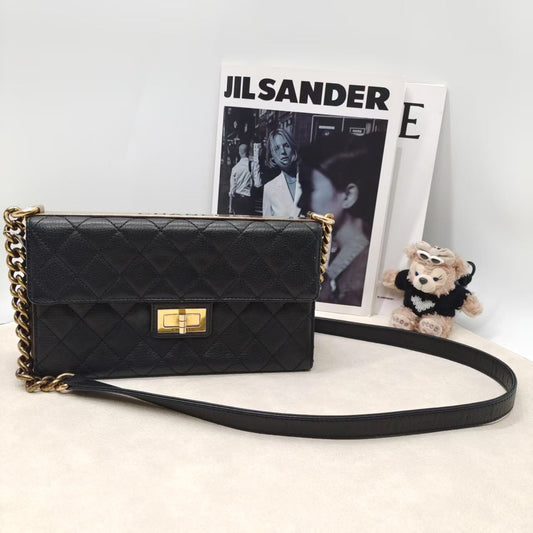 Chanel . Black Leather Crossbody Bag -