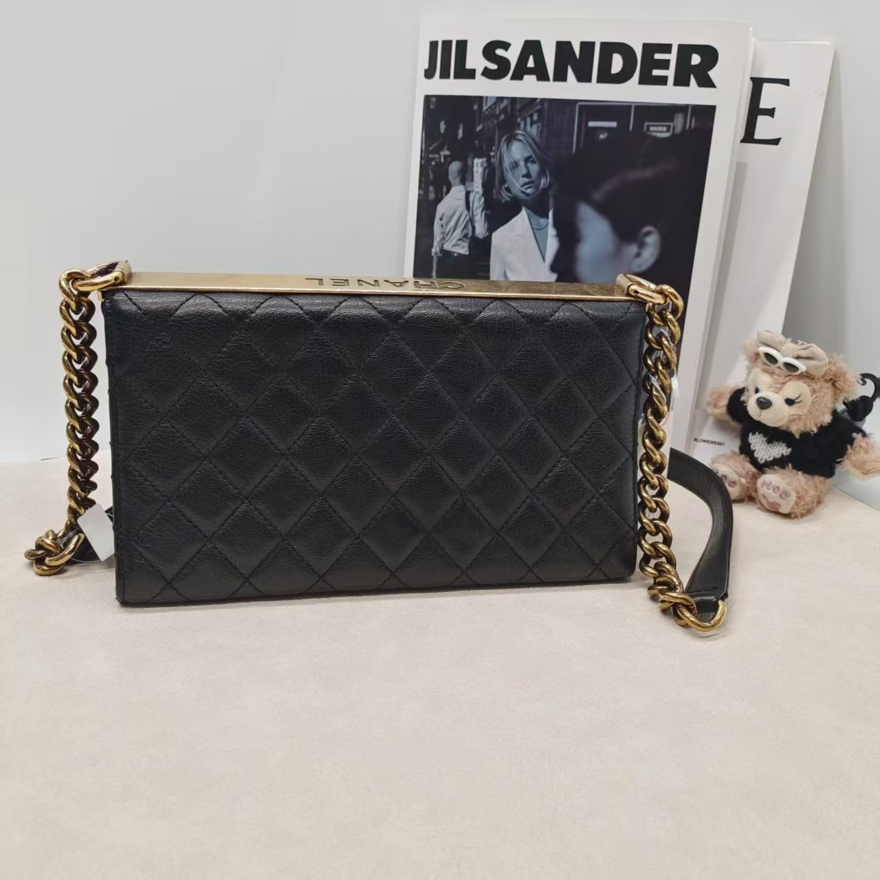 Chanel . Black Leather Crossbody Bag -