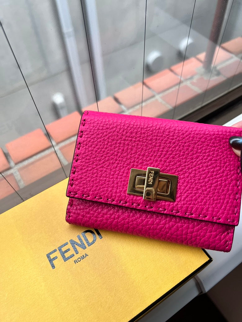 Fendi Handbag Compact Wallet Leather Pink