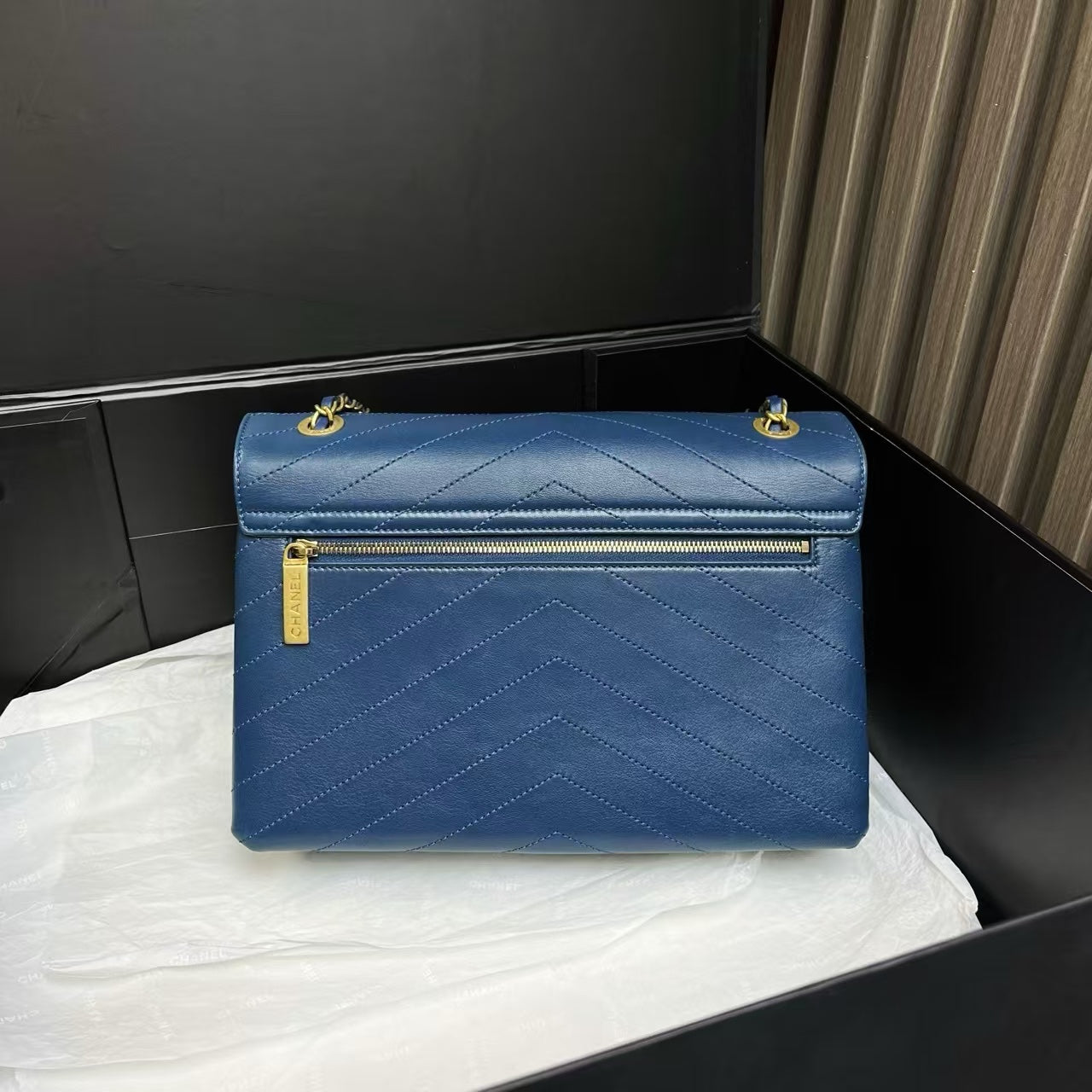 Chanel  Flap Bag Blue Leather Shoulder Bag Preloved