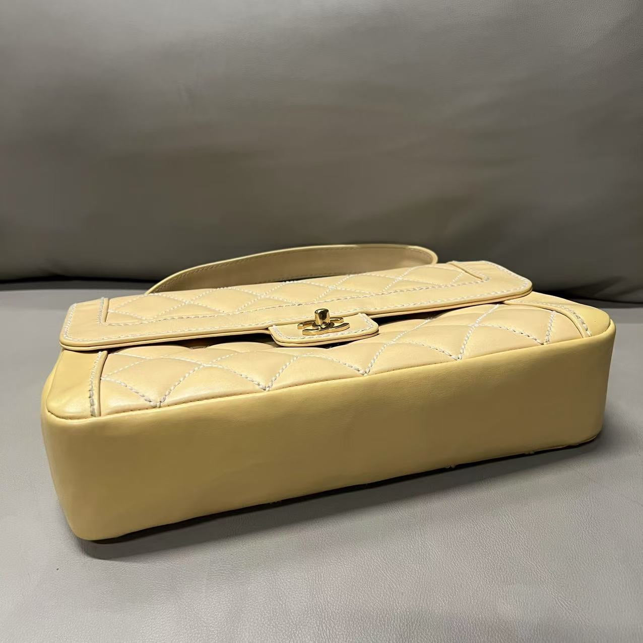 Chanel   Quilted Leather Beige Tote Bag