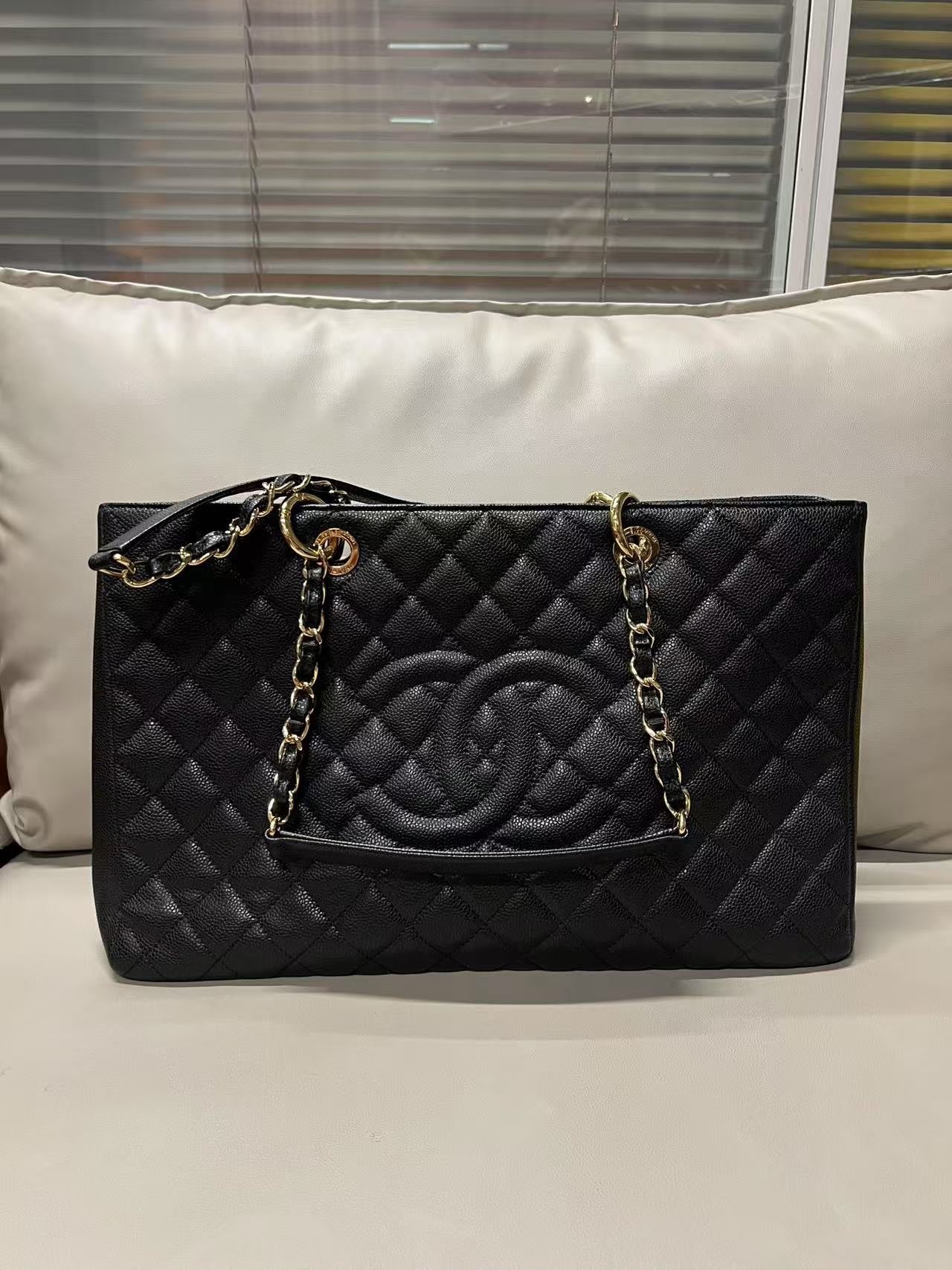 Chanel GST Tote Bag Black Quilted Leather -