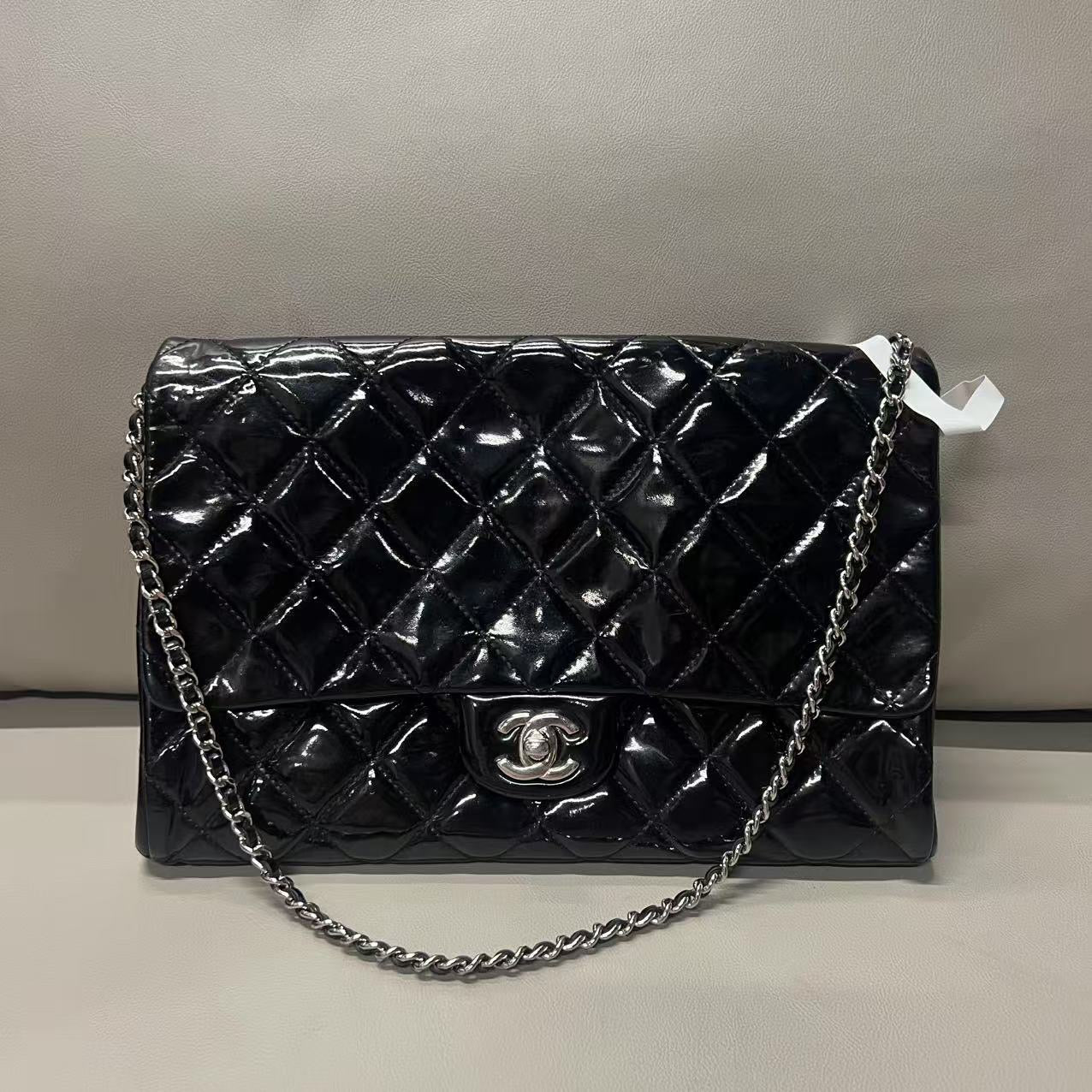Chanel Black Patent Leather Flap Bag  -   Designer Shoulder Bag