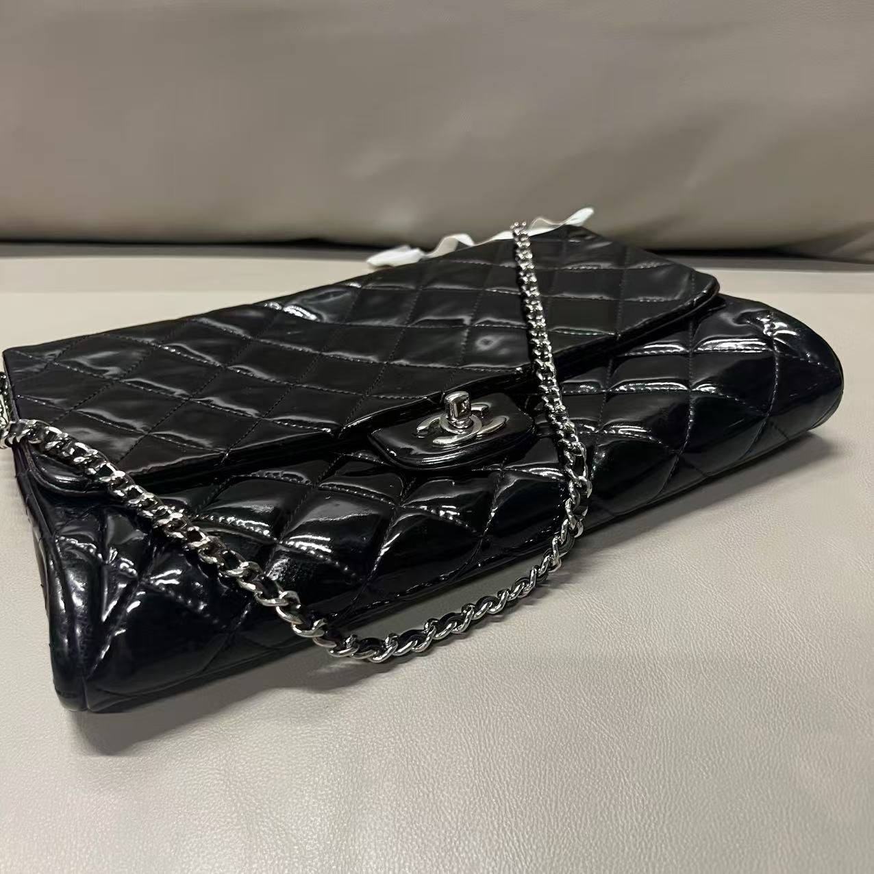 Chanel Black Patent Leather Flap Bag  -   Designer Shoulder Bag
