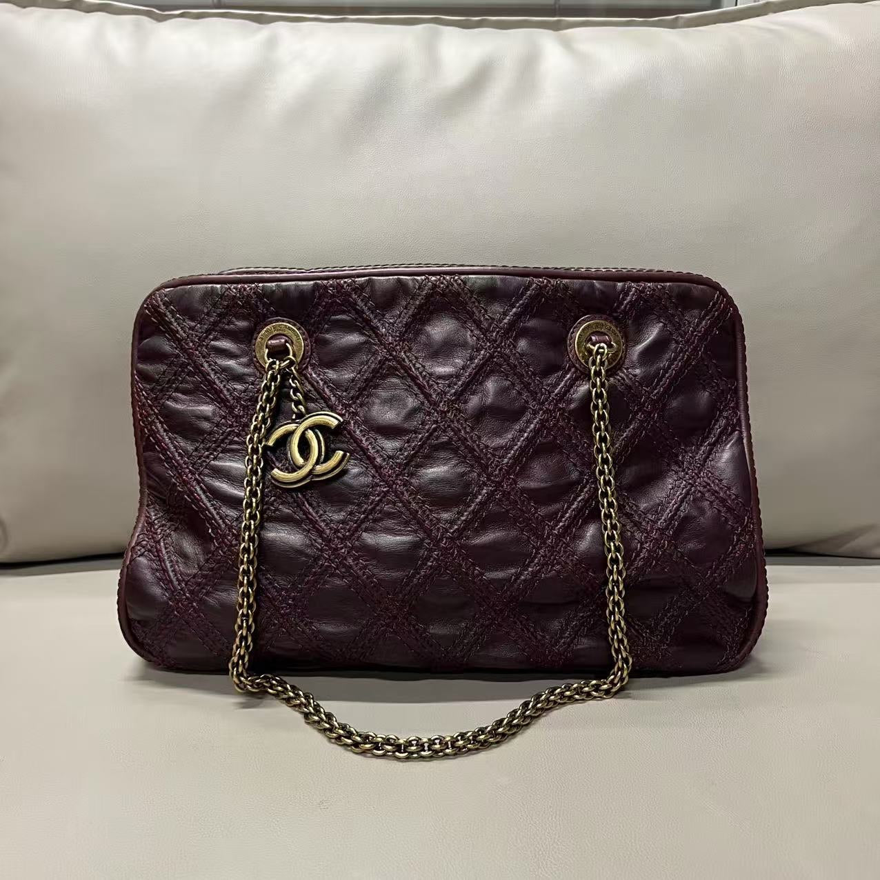 Chanel Burgundy Quilted Leather Tote Bag