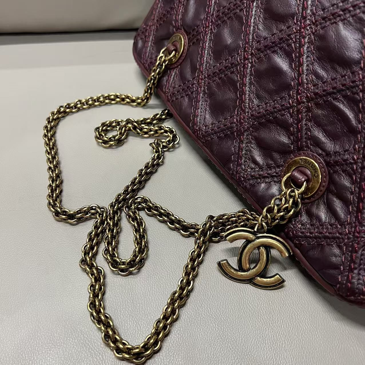 Chanel Burgundy Quilted Leather Tote Bag