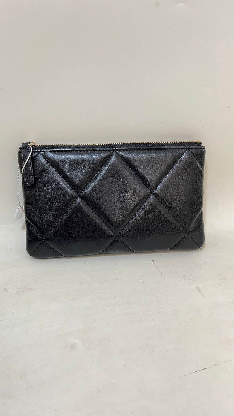 Chanel Black Leather Quilted Clutch Bag