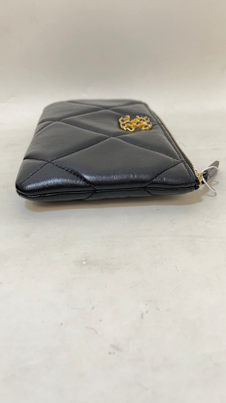 Chanel Black Leather Quilted Clutch Bag