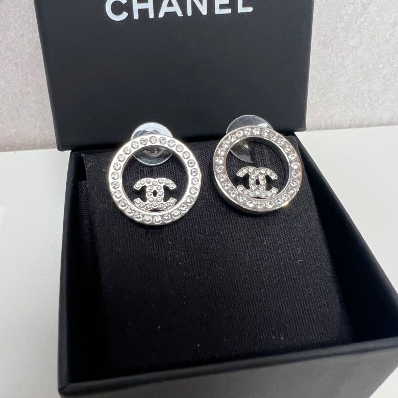 CHANEL CC Silver Statement Earrings
