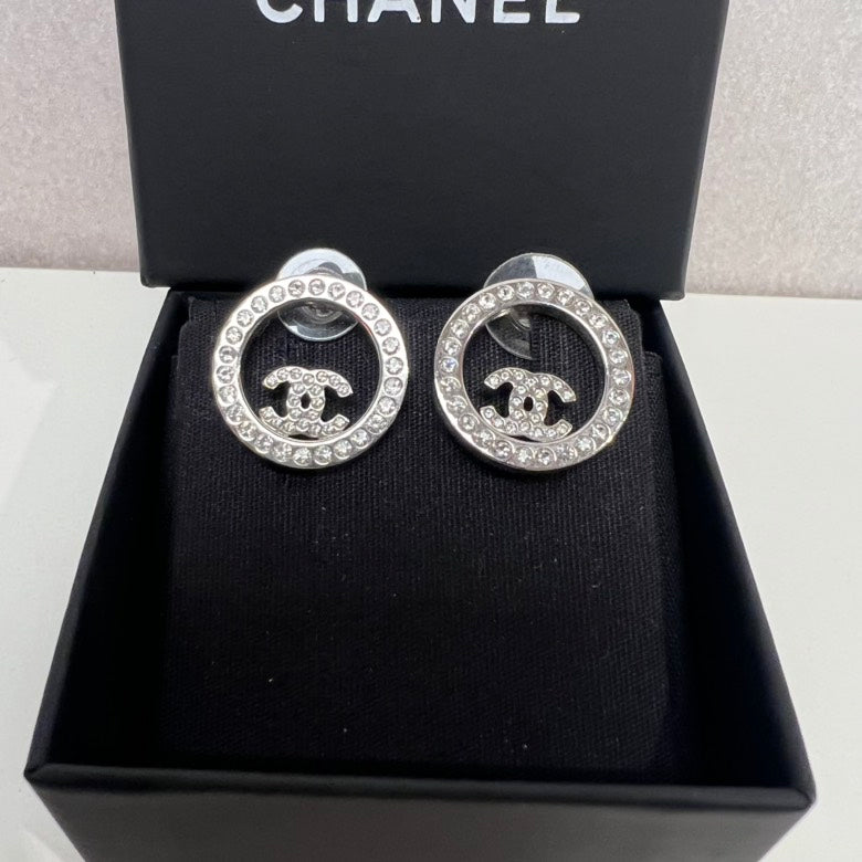 CHANEL CC Silver Statement Earrings