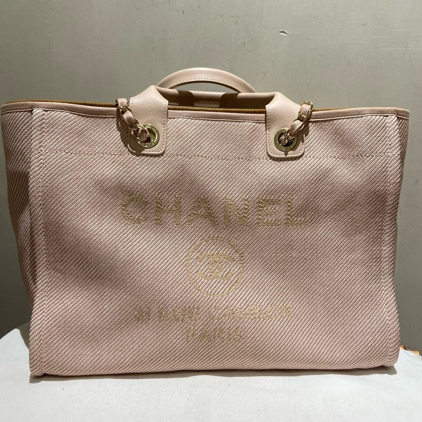 Chanel Large Shopping Bag Light Pink Canvas Tote