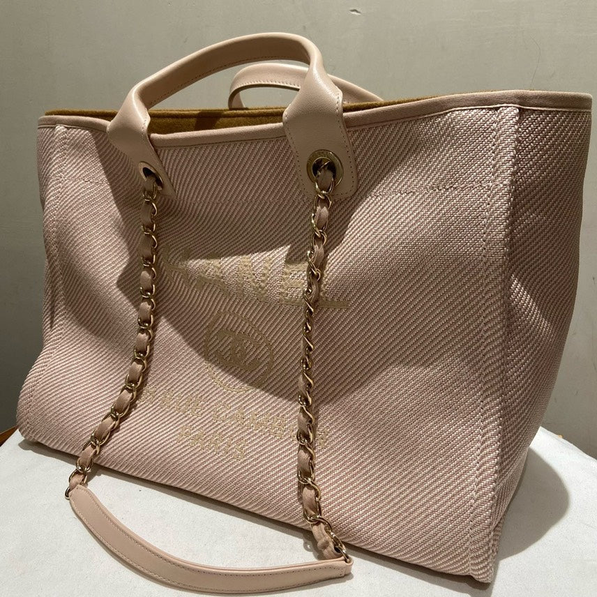 Chanel Large Shopping Bag Light Pink Canvas Tote