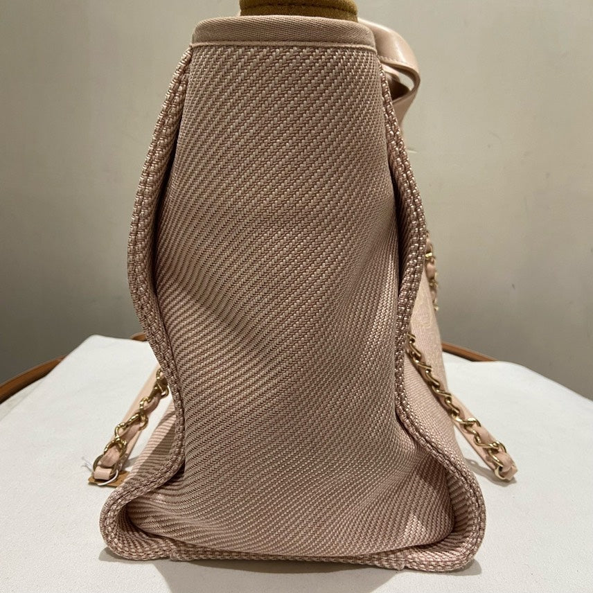 Chanel Large Shopping Bag Light Pink Canvas Tote