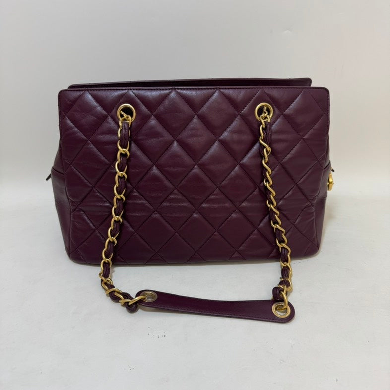 Chanel Quilted Leather Tote Bag in Burgundy