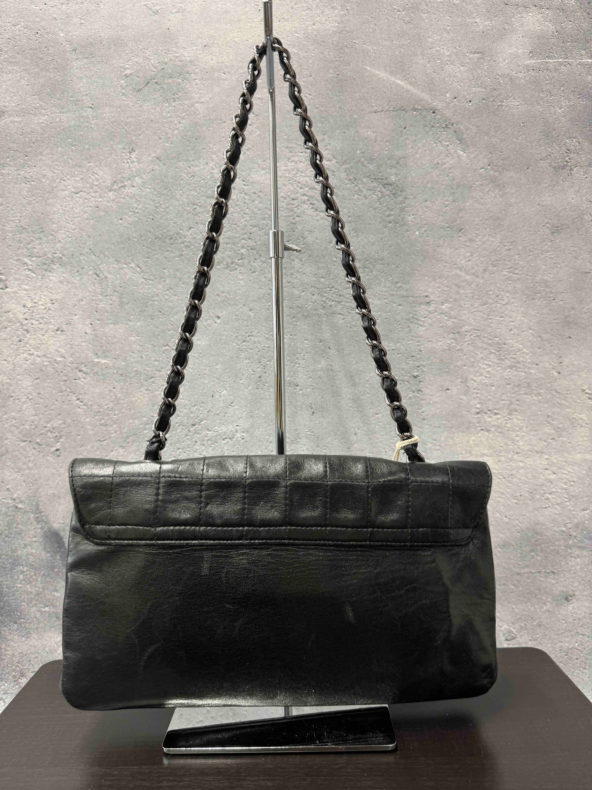 Chanel Ice Cube Flap Bag Black Leather Shoulder Bag JZ