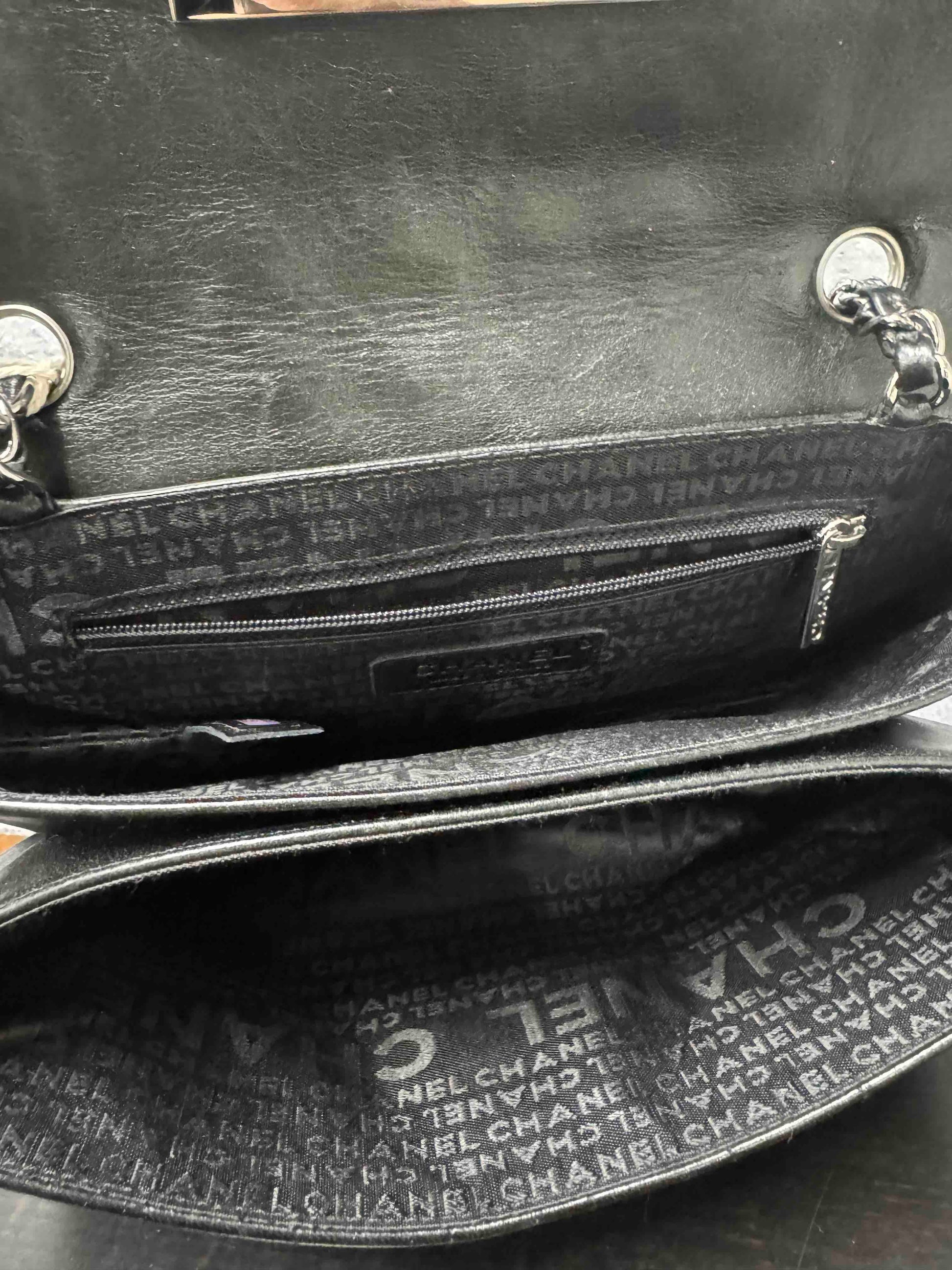 Chanel Ice Cube Flap Bag Black Leather Shoulder Bag JZ