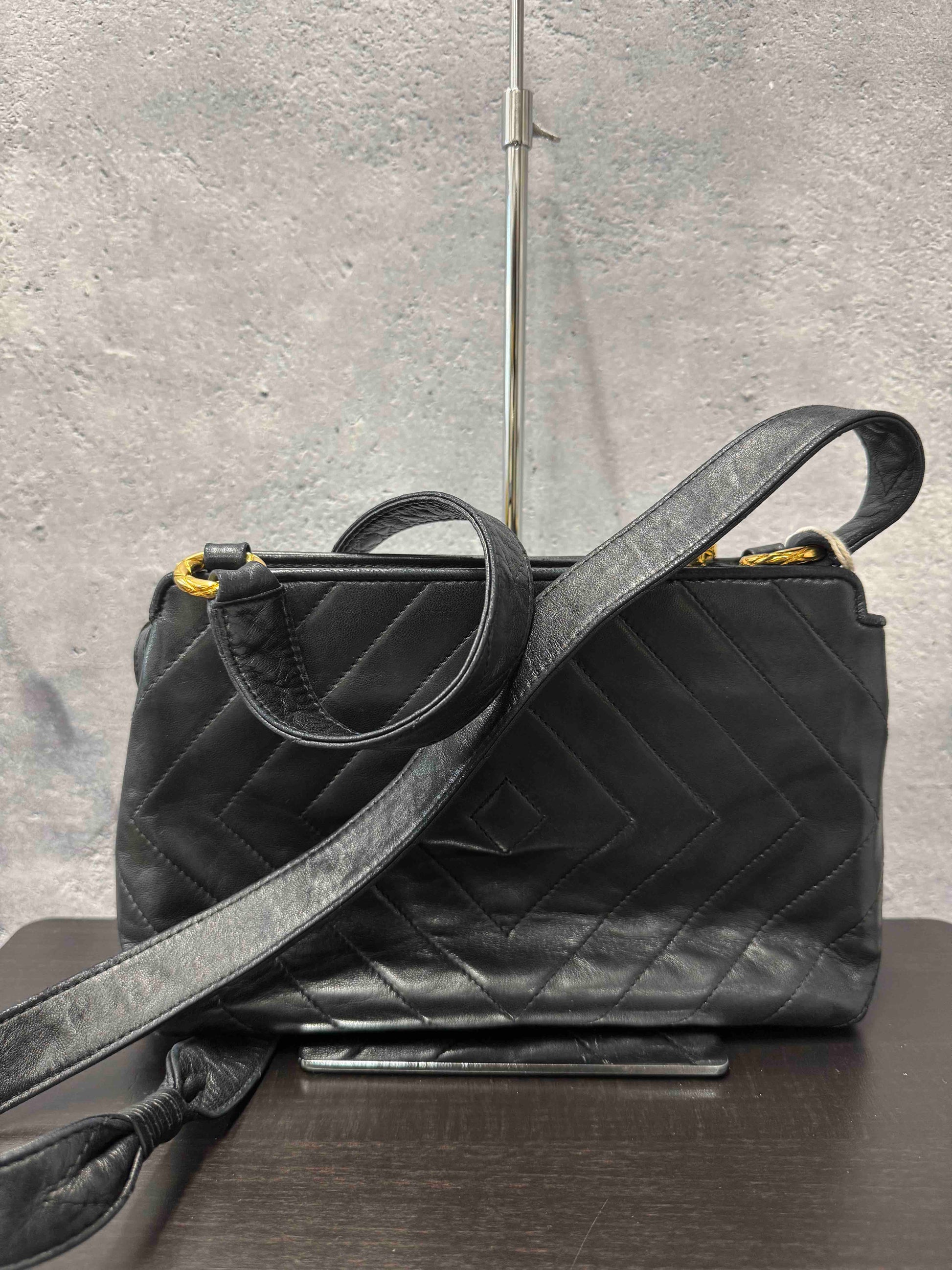 Chanel Gold Ball Crossbody JY Black Leather Bag
