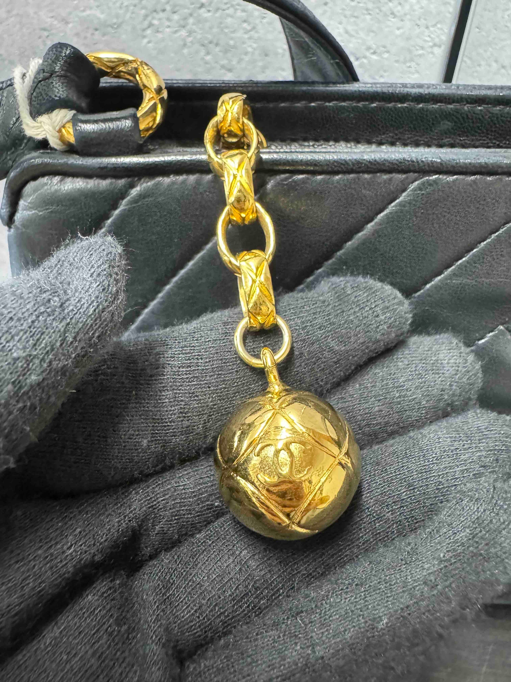 Chanel Gold Ball Crossbody JY Black Leather Bag