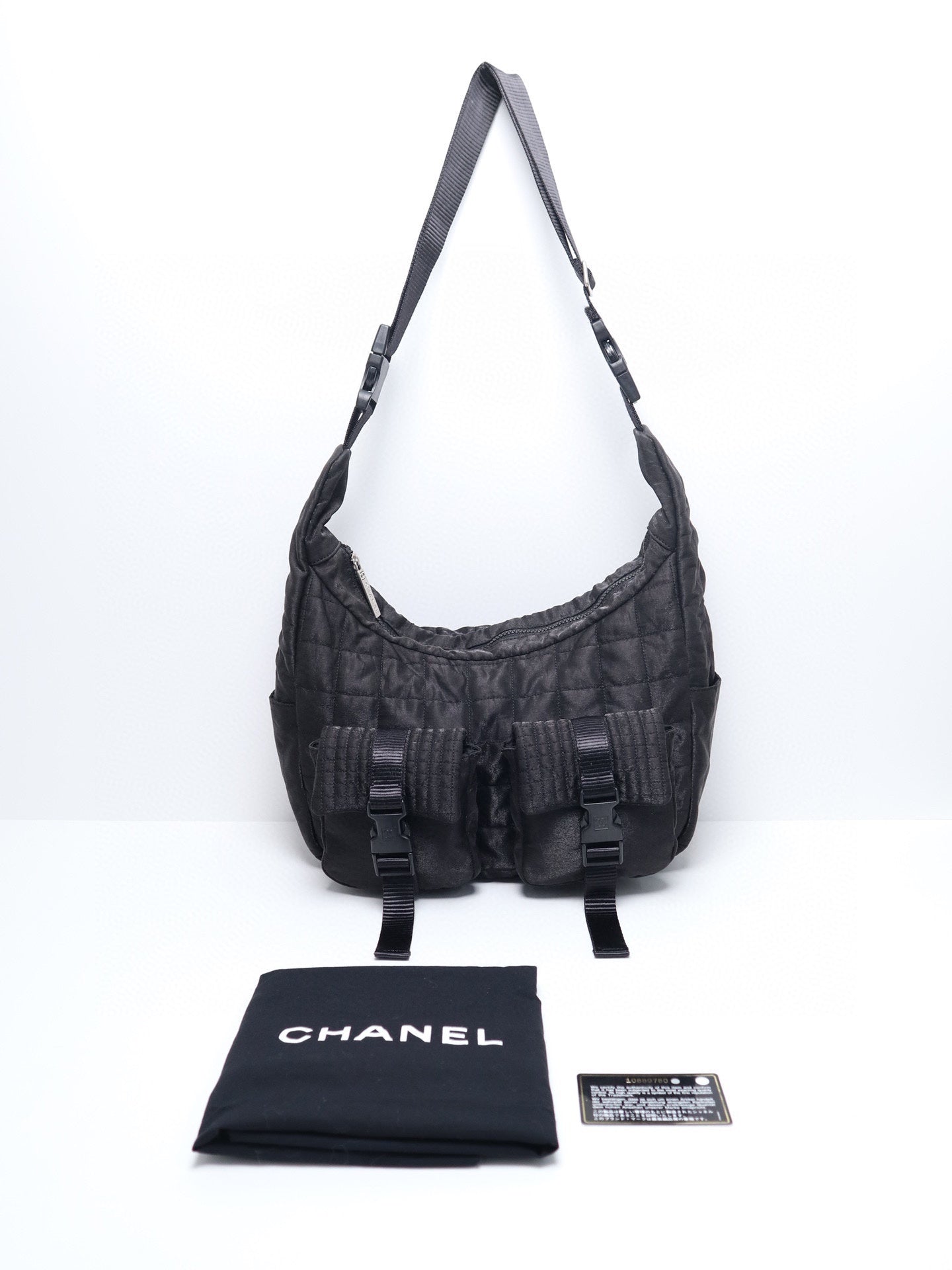 Chanel Sports Line Collection Black Hobo Crossbody Bag Adjustable Strap Very  