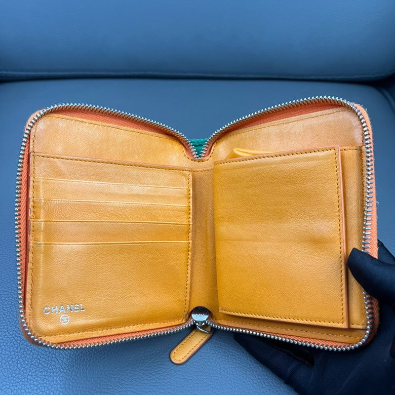 Chanel Quilted Green Leather Wallet