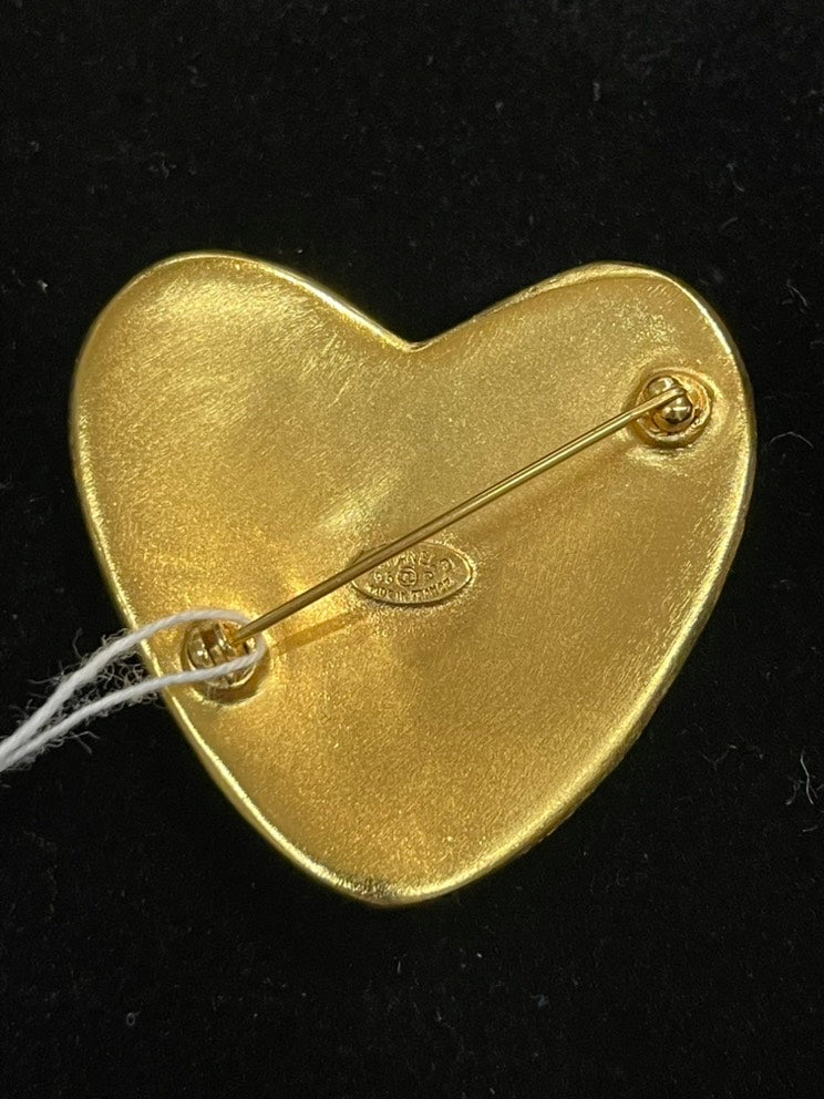 Chanel Heart Logo Gold Brooch