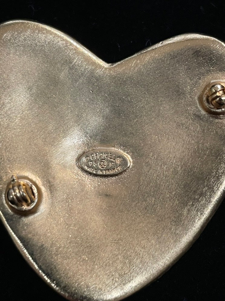 Chanel Heart Logo Gold Brooch