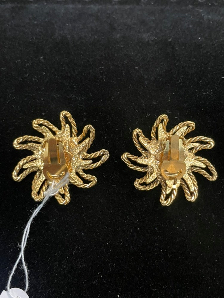 Chanel Sunburst Gold Clip-On Earrings