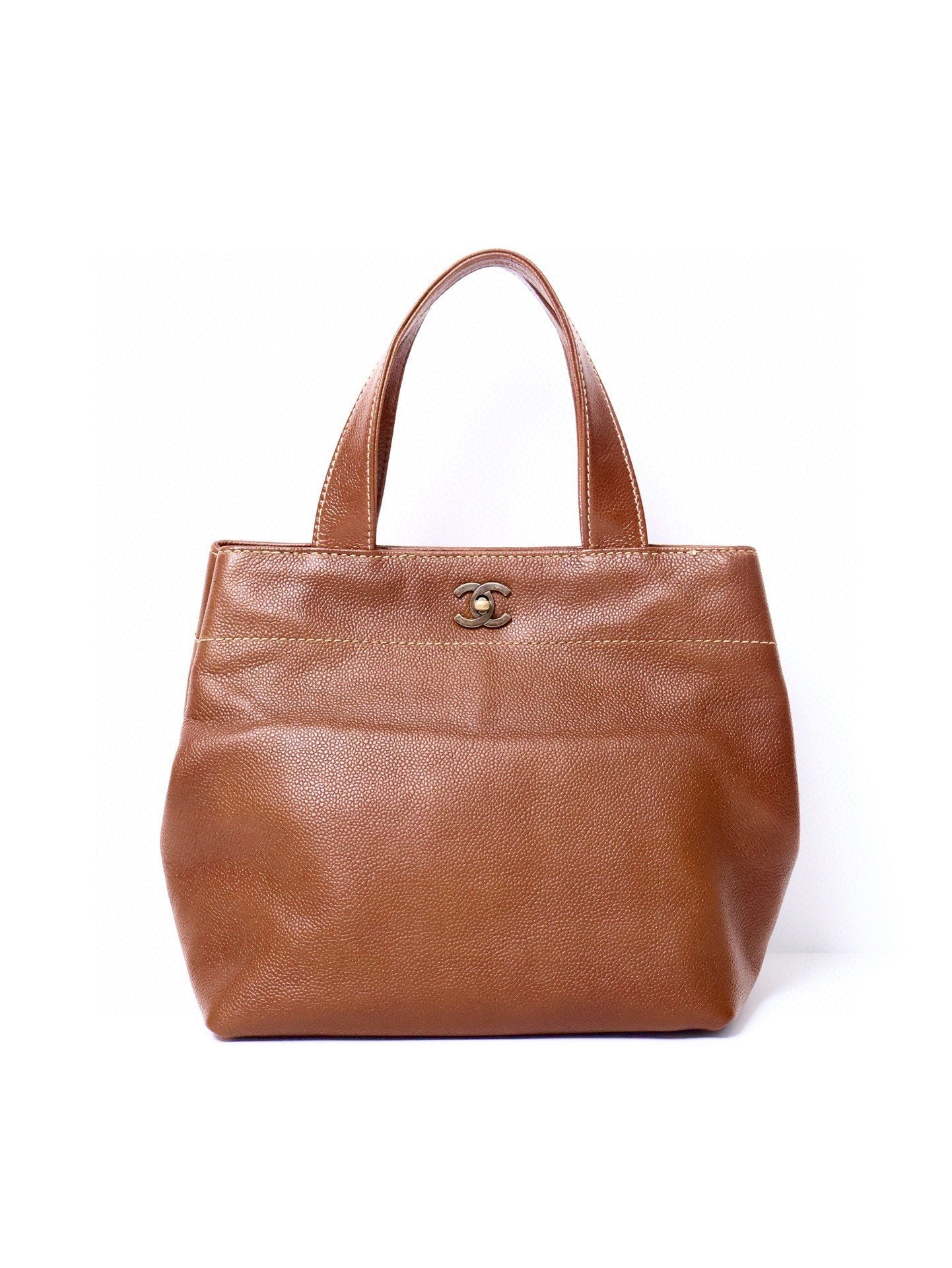 Chanel Caviar Leather Quilted Tote Bag in Brown