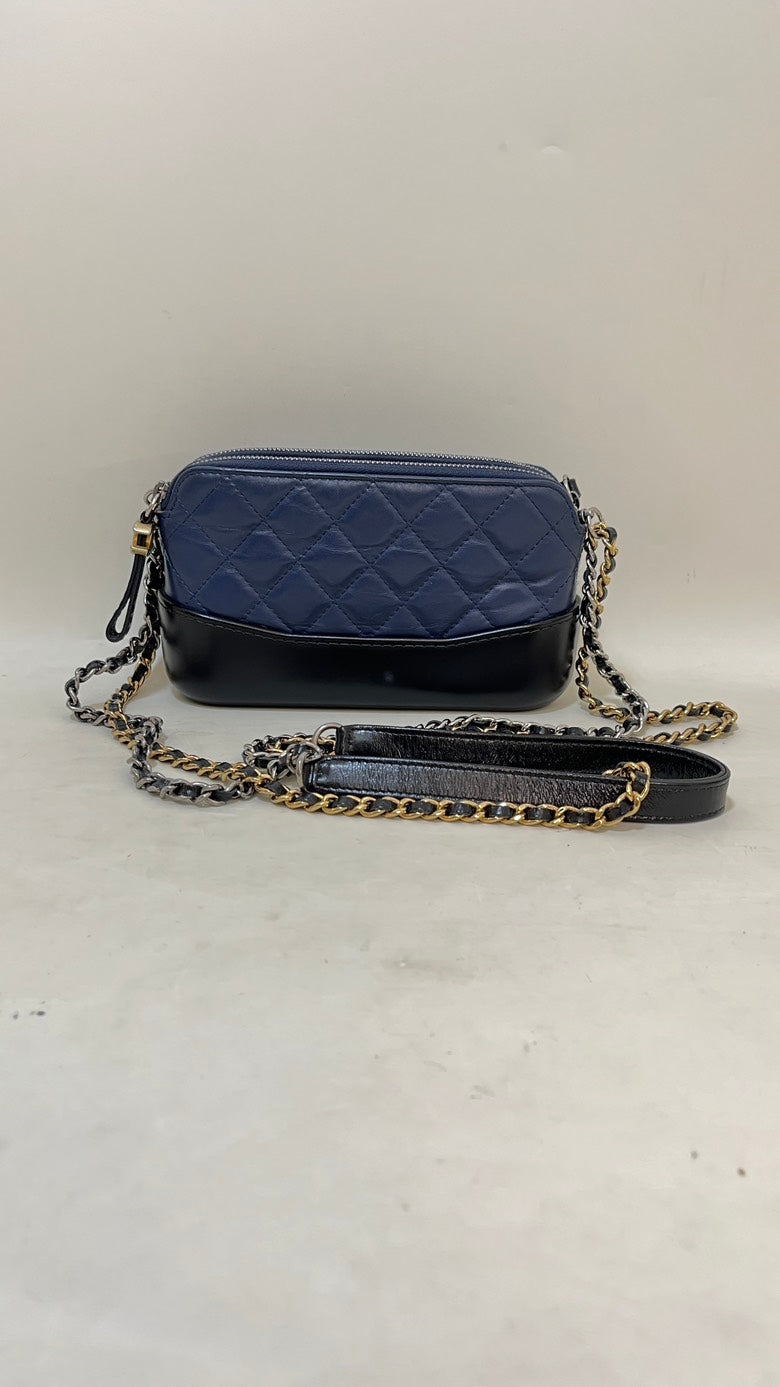 Chanel Quilted Navy and Black Crossbody Bag