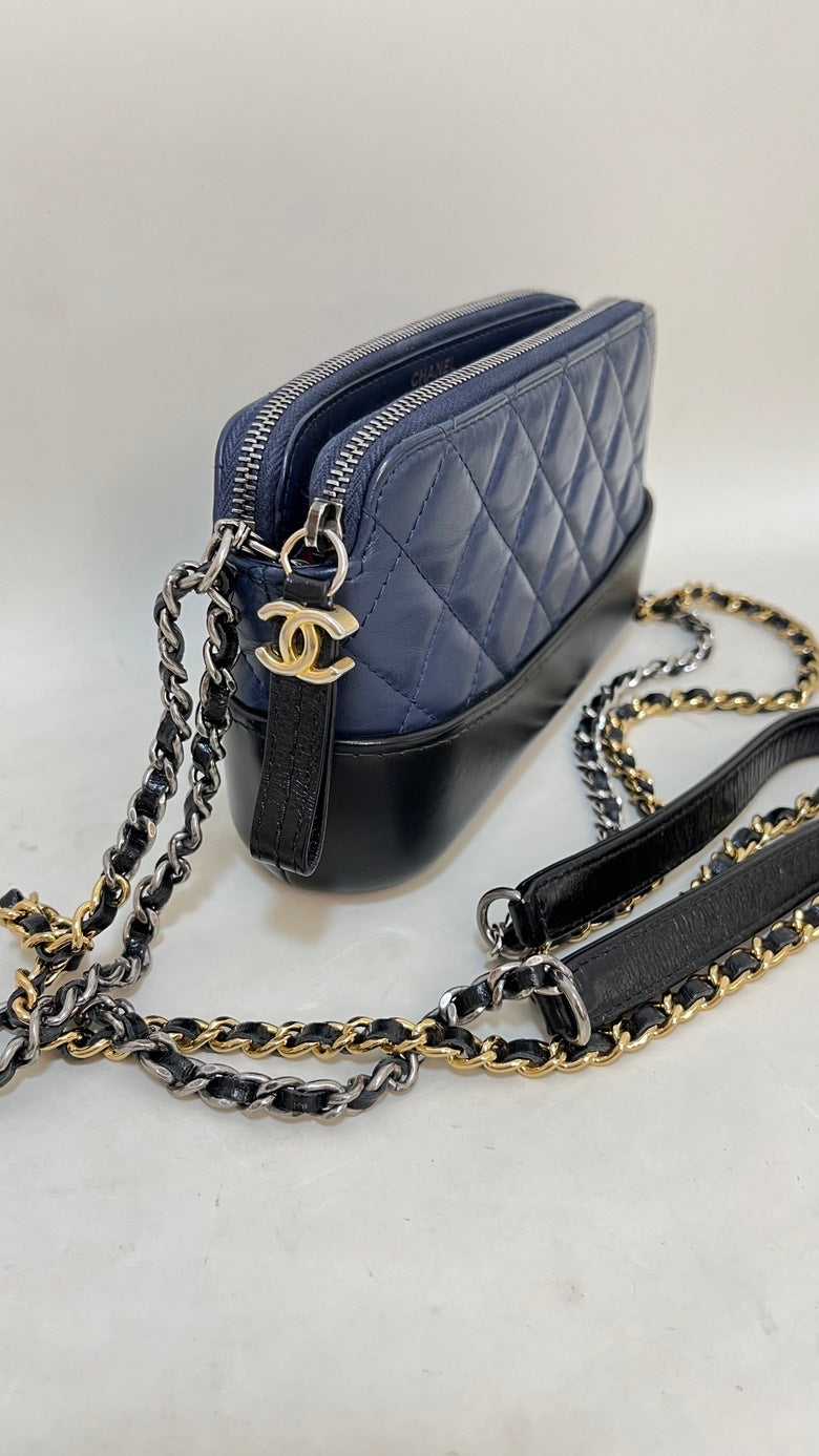 Chanel Quilted Navy and Black Crossbody Bag