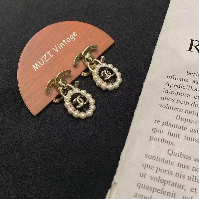 Chanel BMZ Earrings Gold Pearl Statement