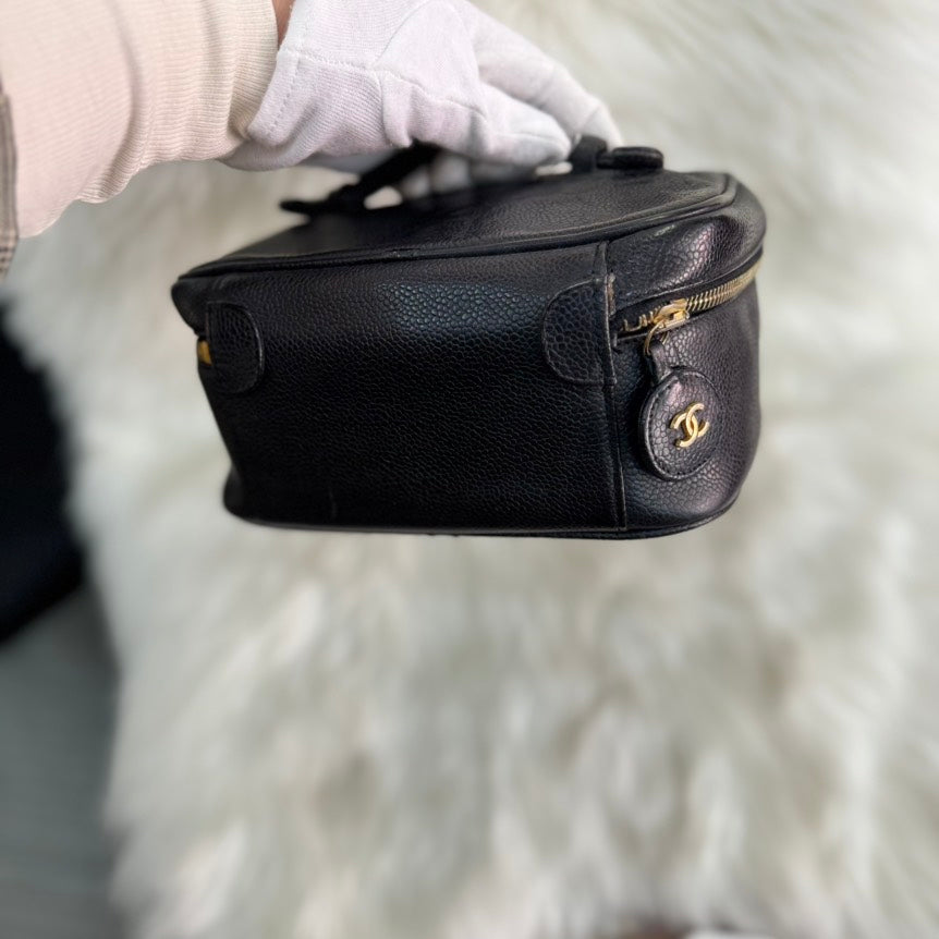 Chanel CC Vanity Bag - Caviar Black Leather Handle Bag