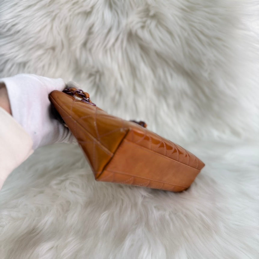 Chanel Patent CC Mini Handbag - Camel - Preloved