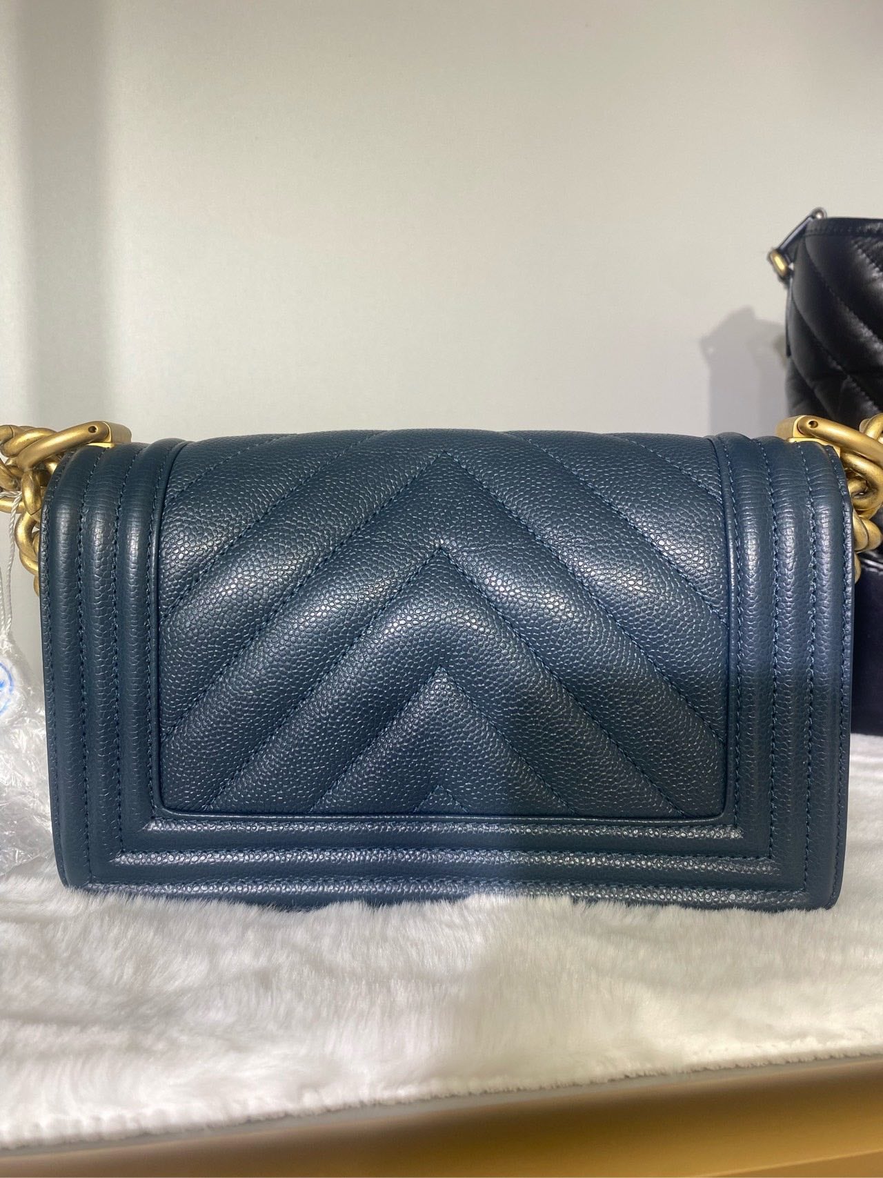 Chanel LeBoy Medium Blue Leather Crossbody Bag