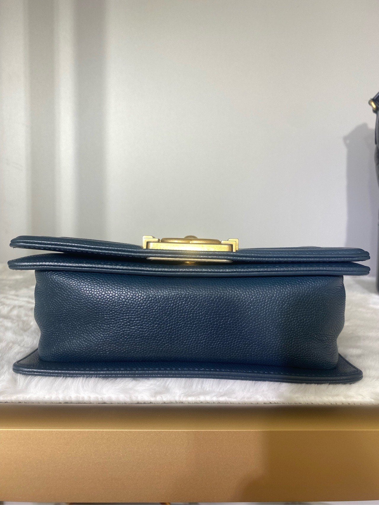Chanel LeBoy S Navy Leather Crossbody Bag