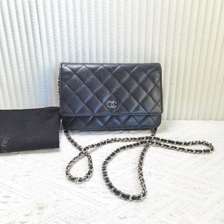 Chanel WOC Wallet on Chain Bag Black Leather Crossbody