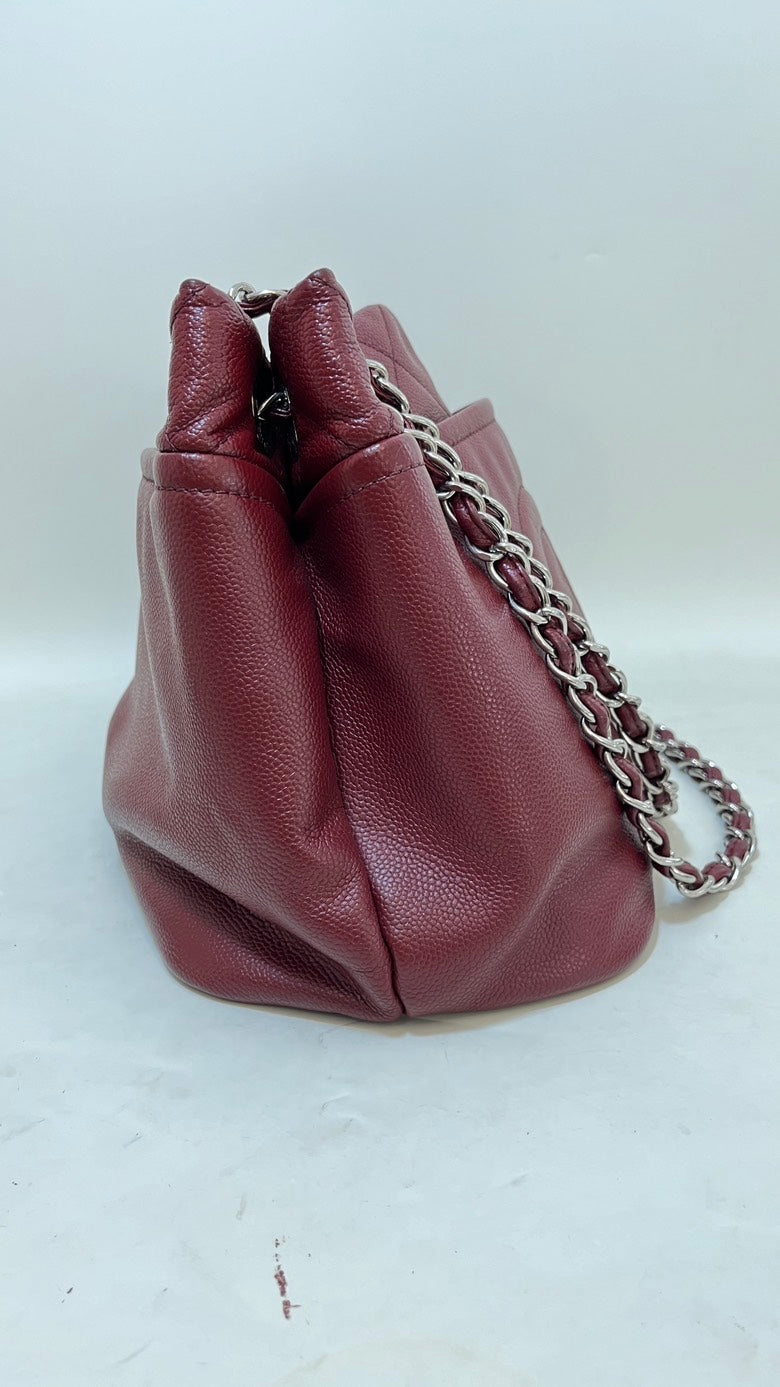 Chanel Caviar Leather Tote Bag in Burgundy
