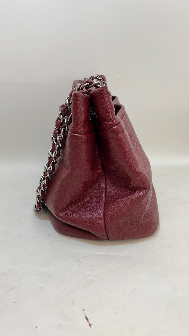 Chanel Caviar Leather Tote Bag in Burgundy