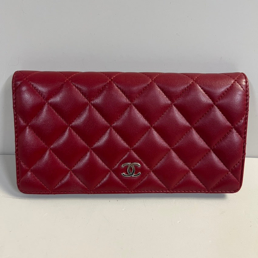 Chanel Quilted Red Leather Wallet